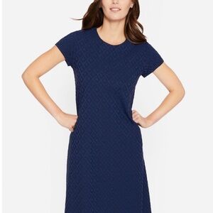 J. McLaughlin Navy Diamond Pattern Swing Duval Midi Dress